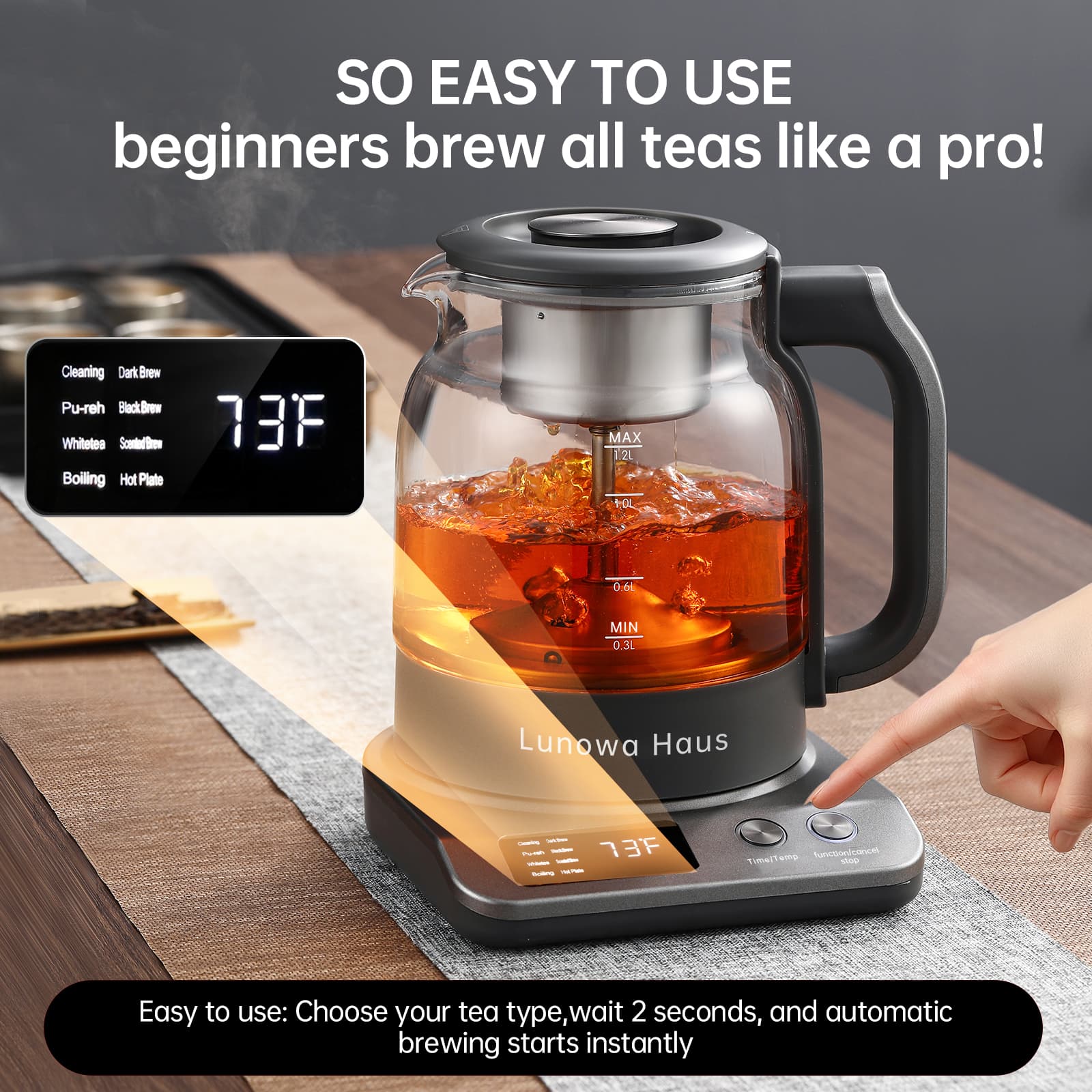 VibeTCM Pure Titanium Automatic Steam Tea Maker (1.2L)
