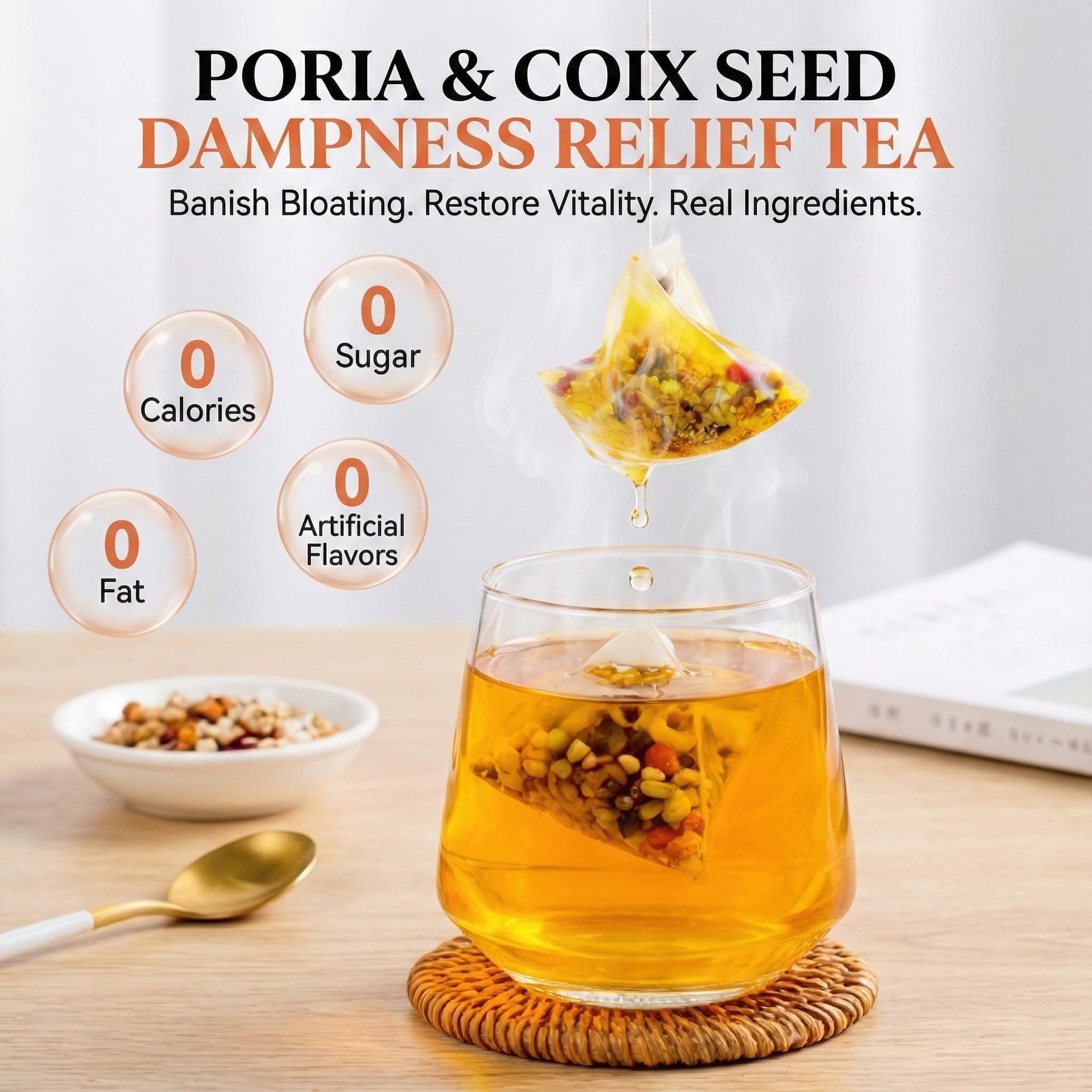 VibeTCM Poria & Coix Seed Herbal Tea (Dampness Relief & Debloat)